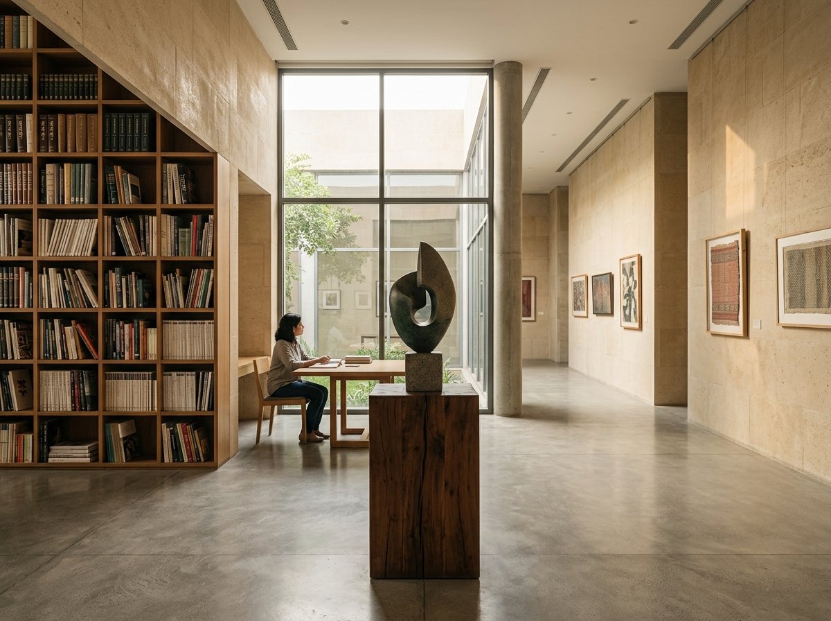 Minimalist contemporary Indian art museum and archival research library